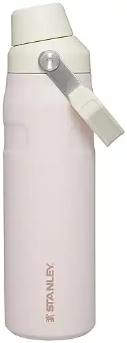 STANLEY IceFlow Fast Flow Water Bottle 24 OZ | Angled Spout Lid | Lightweight & Leakproof for Travel & Gym | Insulated Stainless Steel | BPA-Free | Rose Quartz Glimmer