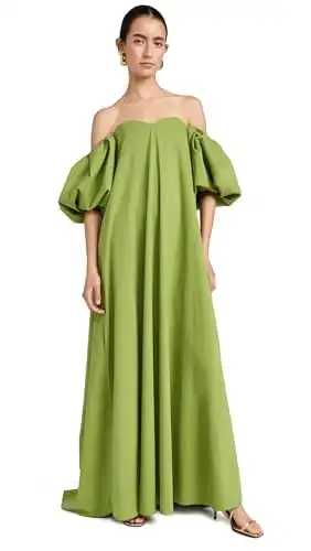 CAROLINE CONSTAS Women's Palmer Off Shoulder Maxi Dress, Pistachio, Green, L