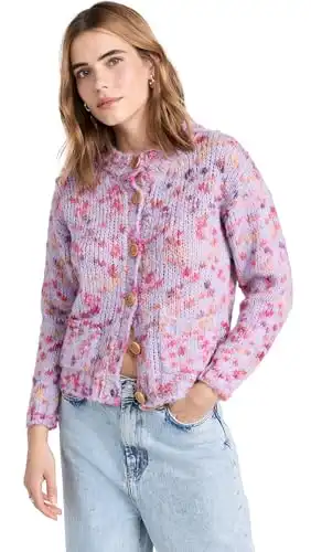 Tach Clothing Women's Tea Cardigan, Lilac, Purple, Print, M