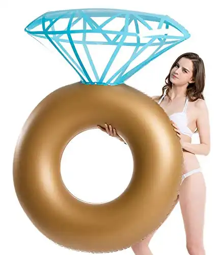 Jasonwell Inflatable Diamond Ring Pool Float - Engagement Ring Bachelorette Party Float Stagette Decorations Swimming Tube Floaty Outdoor Water Lounge for Adults & Kids