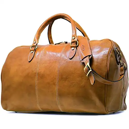 Floto Venezia Duffle Olive (Honey) Brown Italian Leather Weekender Travel Bag