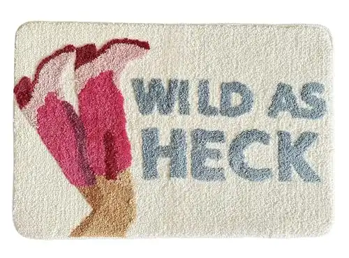 StockHouse Wild as Heck Bath Mat- Trendy Bath Mats, Dorm Decor, Girls Bathroom Decor, Cute Bath Mats, Pink and White Bath Mat - 30