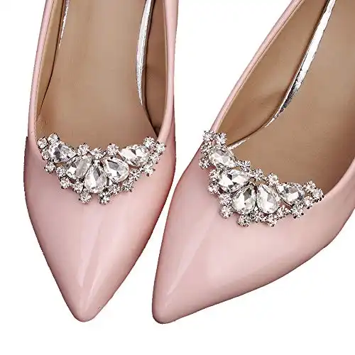 Lauthen.S 1 Pair Rhinestone Wedding Shoe Clips Bride Party Pumps Shoe Decoration(Style J)