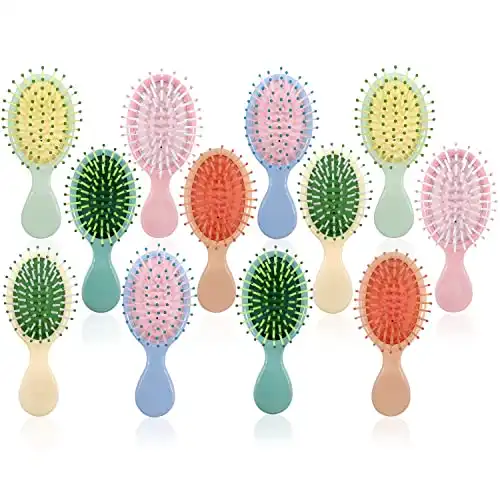 12 Pieces Mini Wet Hair Brush Travel Detangling Brush, for Most Hair Types with Ease Knots Without Tears or Breakage, Multicolor