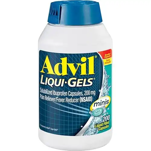 Advil Liqui-Gels minis Pain Reliever and Fever Reducer, Pain Medicine for Adults with Ibuprofen 200mg for Pain Relief - 200 Liquid Filled Capsules